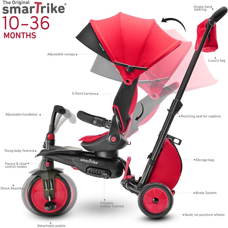 Smartrike Str7j 7 In 1 Folding Trike Red