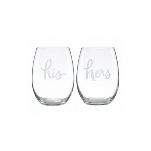 Two of a Kind His & Hers Stemless Wine Glass Pair