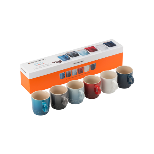 Le Creuset Stoneware Set of 6 Espresso Mugs Coastal