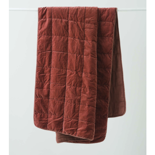 Washed Velvet Quilted Throw