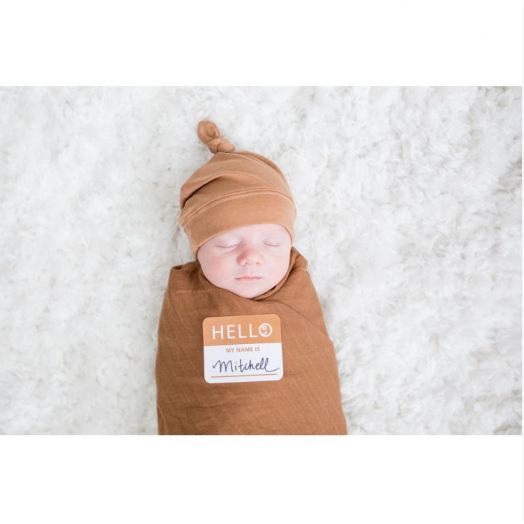 Hello World Hat and Swaddle -Tan