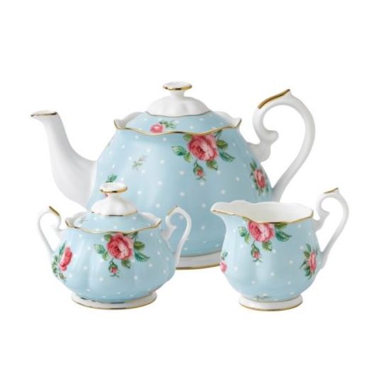 Polka Blue Teapot/ Sugar/ Creamer Set